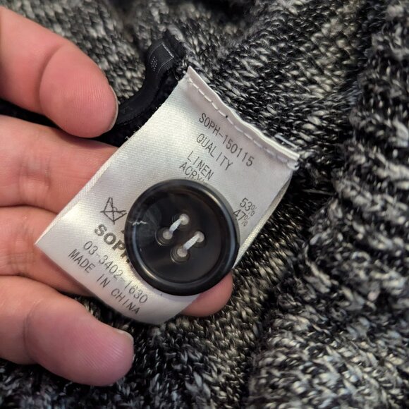 SOPHNET - Cable knit shawl collar linen blend cardigan - Sz S - Picture 7 of 8